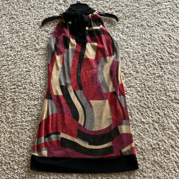 ❤️NWT Chic Geometric Halter Dress - Red, Black, Gold❤️ - Picture 2 of 6